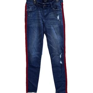Judy Blue Stretch Jeans Women's Size 7/28 Blue Skinny Fit Denim With Red Stripe